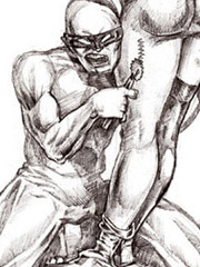 B/w drawings of dungeon domination