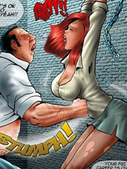 Redhead sexy stunner satisfies all her master's sexual desires. tags: bdsm art, huge melons, naked girl, blowjob.