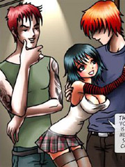 Two hentai girls are bound and fucked by three guys!