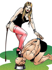 Knelt male slaves' tortures and humiliations