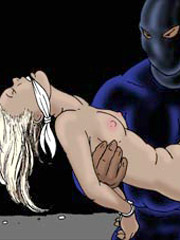 Blonde cutie captured by masked pervert!