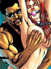 Captured and roped slave chick forced to satisfy dirty sexual fantasies of their masters.