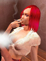 Drunk redhead chick giving head and get fucked on the table. tags: 3d, big boobs, perfect ass.